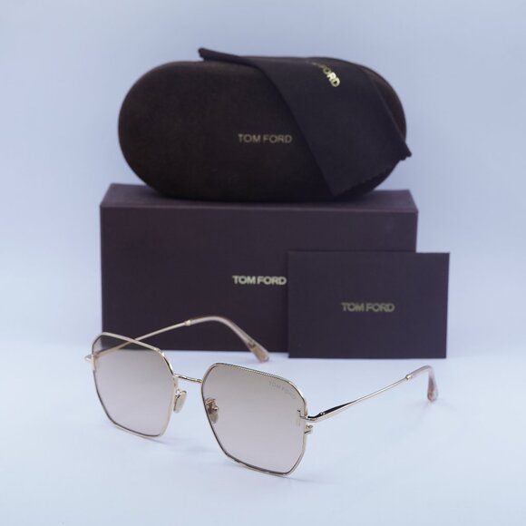 Tom Ford FT0967-K 28G Square Sunglasses - Gold/Brown Mirror